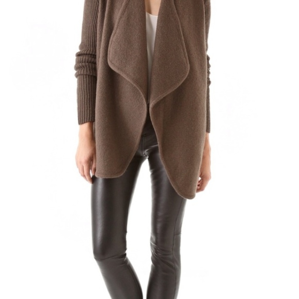 Vince Brown Wool Draped Cardigan XS
